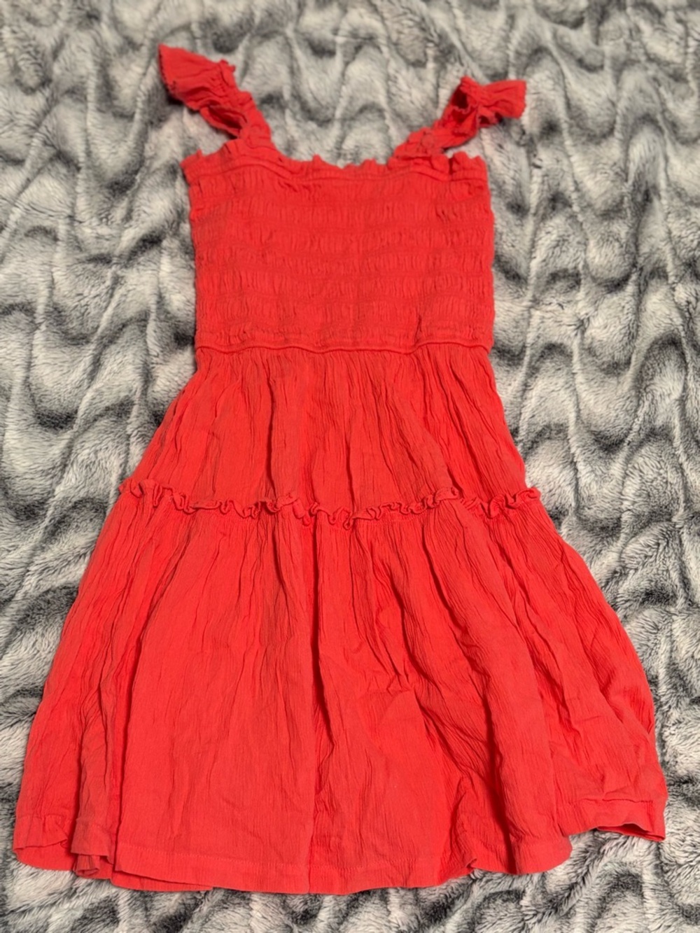 aerie Red Tiered Sundress with Ruffle Straps